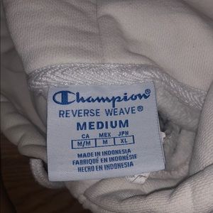 Champion Jackets & Coats - White crop champion hoodie with blue & red details Champion Jackets & Coats - White crop champion hoodie with blue & red details